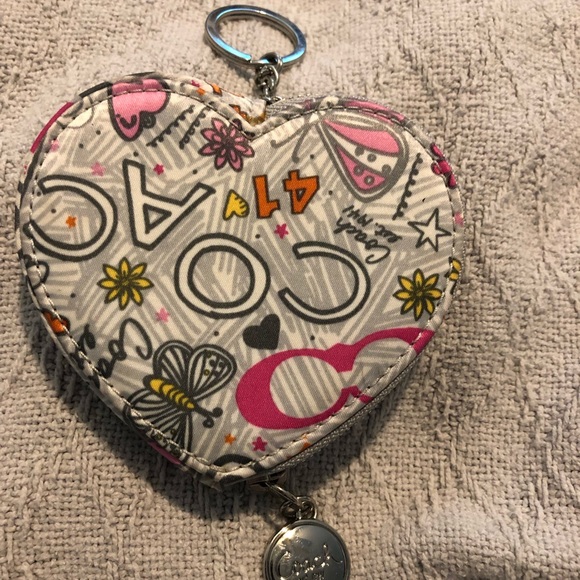 COACH Poppy Graffiti Butterfly Heart Coin Purse - Picture 2 of 8